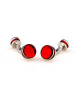 Red button cufflinks with Platinum plated finish