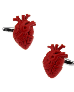 Red human heart cufflinks