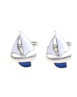 Sail boat cufflinks with blue Keel