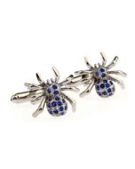Spider cufflinks with blue stone insets