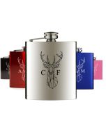 Personalised hip flask with Stag design