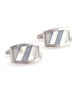 Curved cufflinks with natural shell stripes