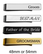 Personalised wedding tie clips